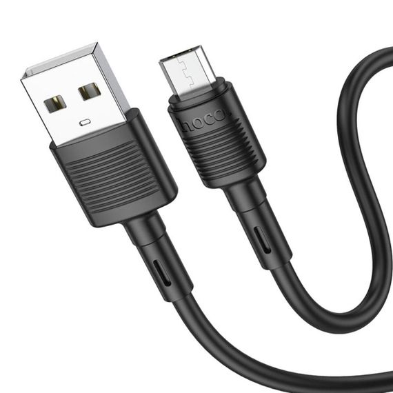 Кабель HOCO X83 USB to Micro 2.4A, 1m, PVC, PVC connectors, Black | Зображення 1