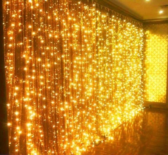 Гірлянда-штора новорічна 3х3 м, Гірлянда світлодіодна на штори Жовта   знижка | Зображення 4