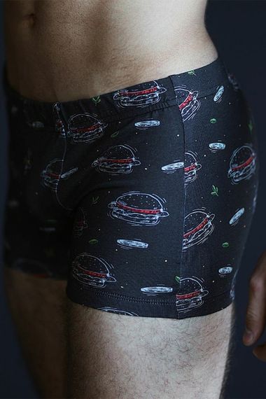Чоловіча бавовняна білизна боксери та футболка Black Burger Without Black | Зображення 1