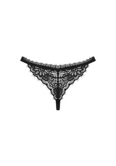 Трусики стринги ажурной вставкой Obsessive Maderris черный, XS/S Sex Aura | Зображення 3