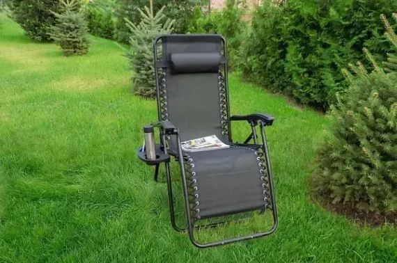 Садове Крісло Шезлонг до 120 кг Складаний Шезлонг для Дачі Zero Gravity XXL | Зображення 5