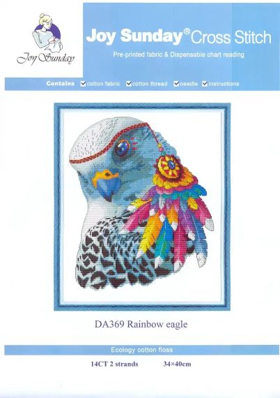 Набор для вышивания по нанесённой на канву схеме "Rainbow eagle ". AIDA 14CT printed , 34*40 см | Зображення 1