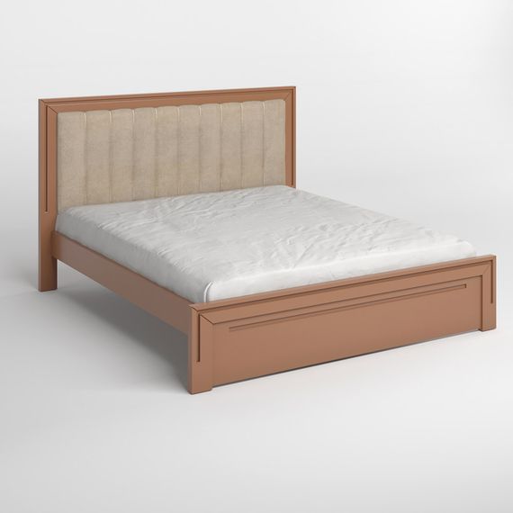 Двоспальне дерев&#039;яне ліжко Mebigrand Торонто Т1 Коричневий (RAL8025)/Аляска 23 (бежевий) 140х200 см (MBG-8324) | Зображення 1