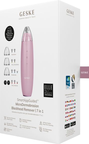 Микродермабразийное устройство для удаления черных точек GESKE MicroDermabrasion Blackhead Remover 7в1 starlight, Розовый | Зображення 7