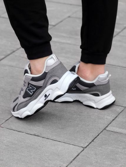 Кросівки New Balance замш/шкіра/3D сітка колір білий, сірий, чорний | Зображення 2