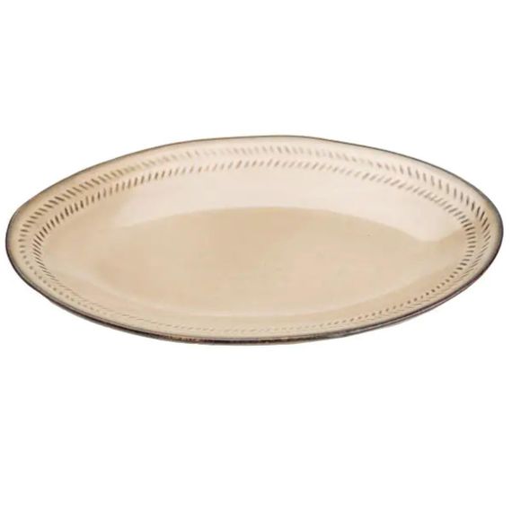 Тарелка сервировочная круглая фарфоровая 27.5 см бежевая HP23377