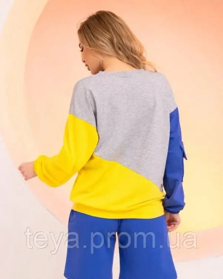 Толстовка колір блакитний/жовтий розмір S FI_006990 | Зображення 2
