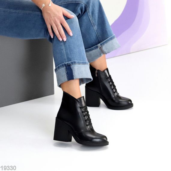 Шикарные кожаные зимние ботильоны на среднем устойчивом каблуке | Зображення 6