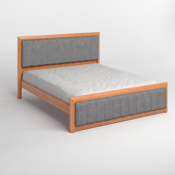 Односпальне дерев'яне ліжко Mebigrand Барселона Б1 Яблуня/Аляска 93 (Сірий) 80х200 см (MBG-11763) | Зображення 1