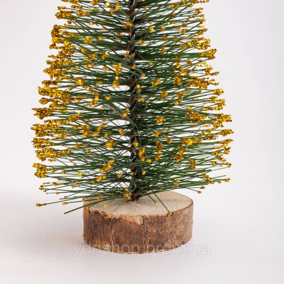 Новорічна настільна ялинка золота Стріла 25 см на дерев'яній підставці SOK-М-12-4 | Зображення 4