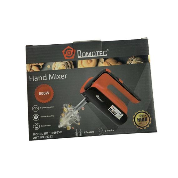Ручний міксер для кухні 800Вт, 5 швидкостей, Domotec R6653R / Кухонний міксер зі змінними насадкми | Зображення 8