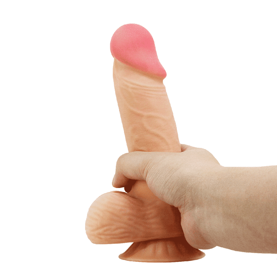 Фалоімітатор на присосці, з хребтом та ефектом ковзної шкіри LyBaile - Sliding Skin 8,1'' Flesh, BW-008106NRG Sex Aura | Зображення 6