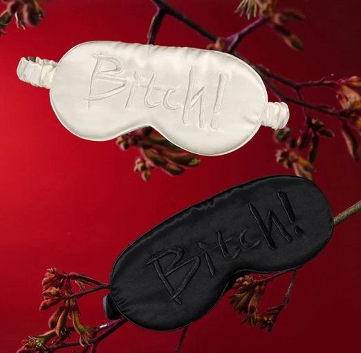 Маска на очі з написом Bitch! від UPKO, шовкова, Black | Зображення 3