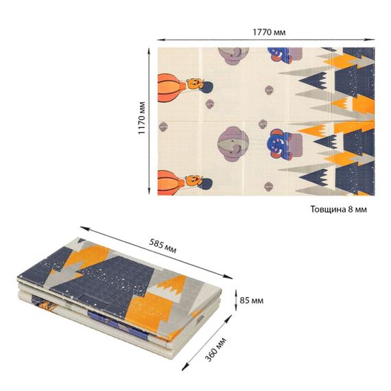 Дитячий складний термокилимок 117см х 177см х 8мм Повітряні кульки - Ведмедики (301) SW-00003031 | Зображення 2