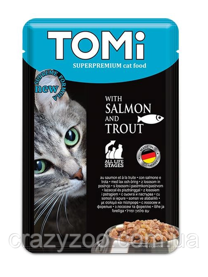 Вологий корм для котів TOMi Salmon Trout з фореллю та лососем 100 г 465158