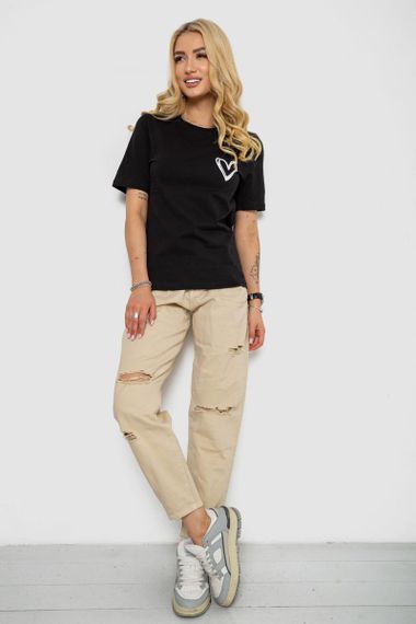 Жіноча футболка з принтом, колір чорний, 241R128 | Зображення 1