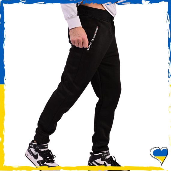 Штани спортивні унісекс на флісі. Штани теплі жіночі. Штани теплі чоловічі. Чорні штани | Зображення 3