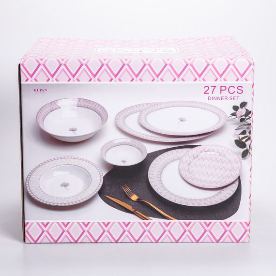 Столовий сервіз з порцеляни Claire на 6 осіб 27 предметів HP-HK-2 | Зображення 1