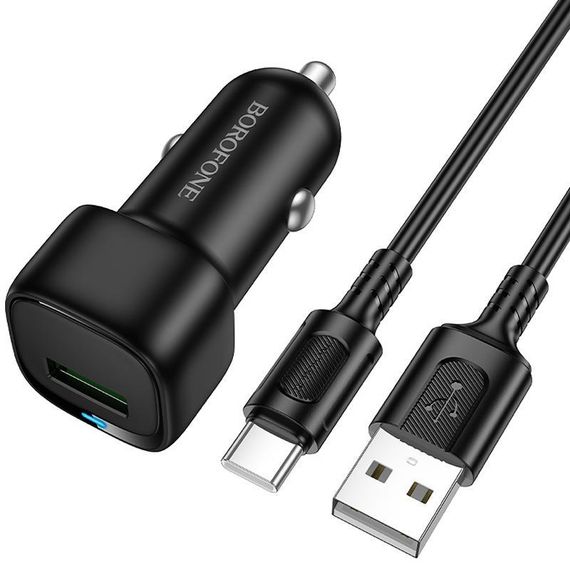 АЗП Borofone BZ34 Cloud QC3.0 (1USB-A) + кабель USB to Type-C Black