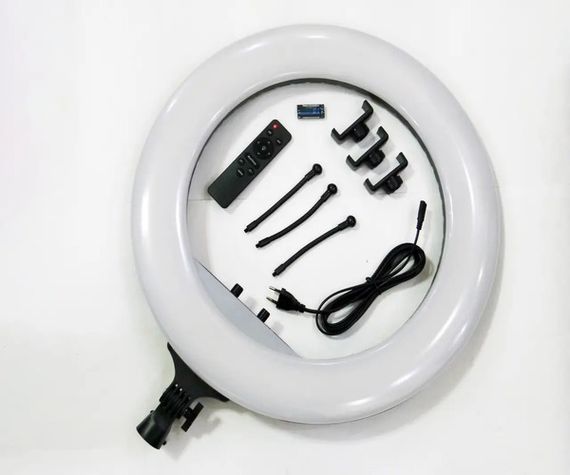 Мощная кольцевая LED лампа 54см 220V 3 крепл.тел. + пульт + чехол БЕЗ ШТАТИВА Leo Soft Ring Light  RL-21 Черный (RL-21_1746) | Зображення 4