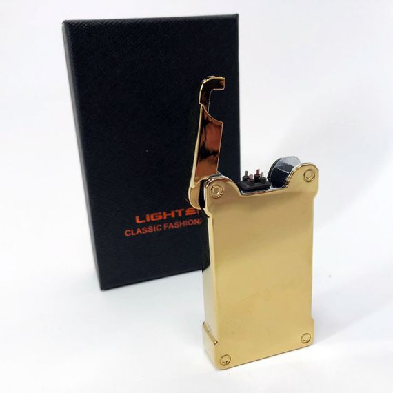 Дуговая электроимпульсная зажигалка с USB-зарядкой фонариком LIGHTER HL-437, Юсб зажигалка. Цвет: золотой | Зображення 7