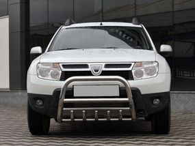 Кенгурятник без надписи QT006 (нерж.) для Renault Duster 2008-2017 гг