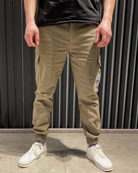 Мужские брюки карго с накладными карманами котон LI2031 цвет бежевый, размер 54/56 | Зображення 3