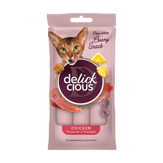 Кремові ласощі Delickcious для дорослих котів, курка та ананас 60г