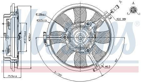 Вентилятор радиатора  Audi  A6 C5 1997- , Audi A4 B5 1994- , VW Passat B5 1996-  , Диаметр 278 мм, 246 W | Зображення 1