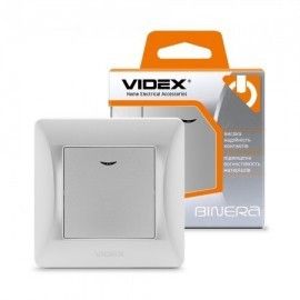 BINERA срібний шовк Вимикач внутрішній 1кл з підсвічуванням Videx