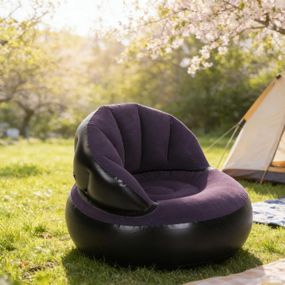 Надувное кресло AIR SOFA  / Надувное велюровое кресло 80×80×67см Темно-сиинй