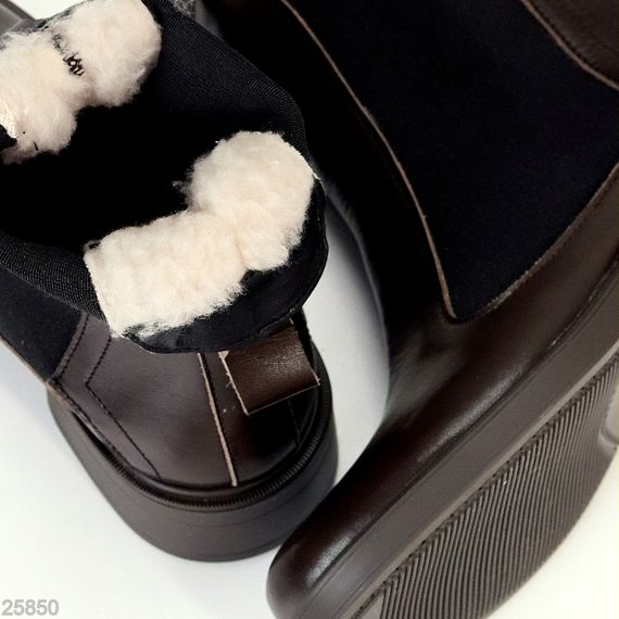 Повсякденні Шоколадні шкіряні черевики челсі низький хід зима 2026 | Зображення 1