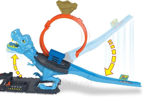 Трек Хот Вилс Сити Опасные существа Охота Тиранозавра Оригинал Hot Wheels City T-Rex Chomp Down | Зображення 4
