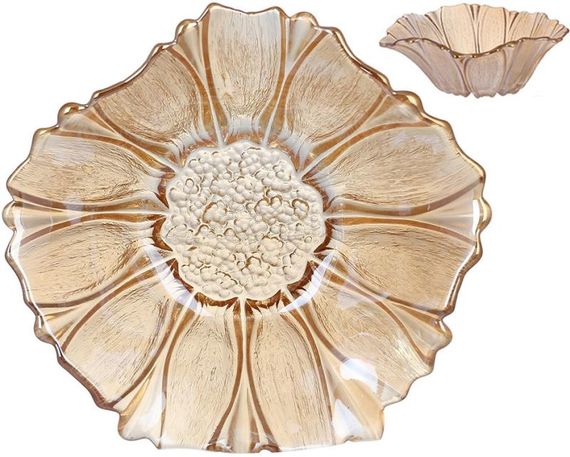 Блюдо скляне "Flower" Ø19х7см, скло кольору амбер