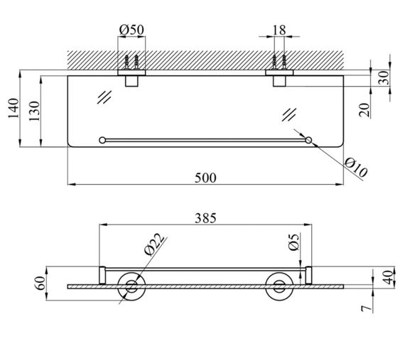 Полиця для ванної кімнати Kroner KRM Edelstahl Klassisch - ESG3707 (CV025661) | Зображення 1