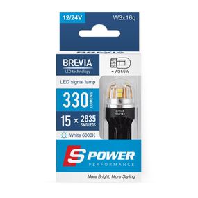10211X2 BREVIA Лампа світлодіодна Brevia S-Power W21/5W 330Lm 15x2835SMD 12/24V CANbus, 2шт.