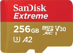 Карта пам'яті SanDisk microSD 256GB C10 UHS-I U3 R190/W130MB/s Extreme V30 + SD (SDSQXAV-256G-GN6MA)