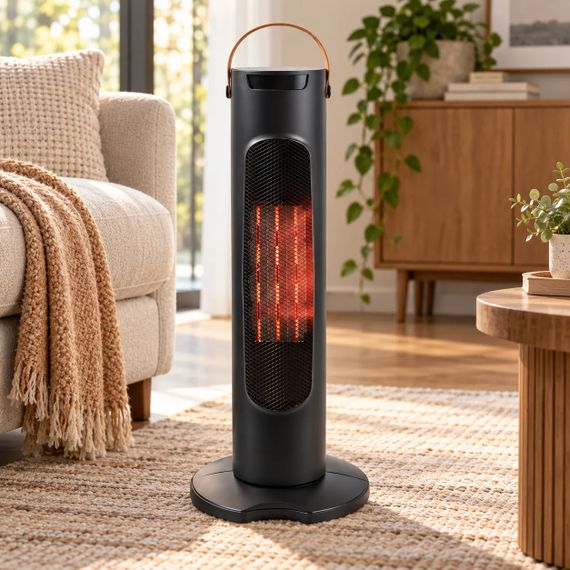 Керамический обогреватель Tower Heat 2000 Вт черный • Напольный тепловентилятор Tower Heat 2000 Вт с пультом, 3 режимами и защитой | Зображення 4