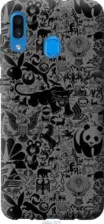 Чехол на Samsung Galaxy A30 2019 A305F Чёрно-серый стикер бомбинг из пластика FCh_010509