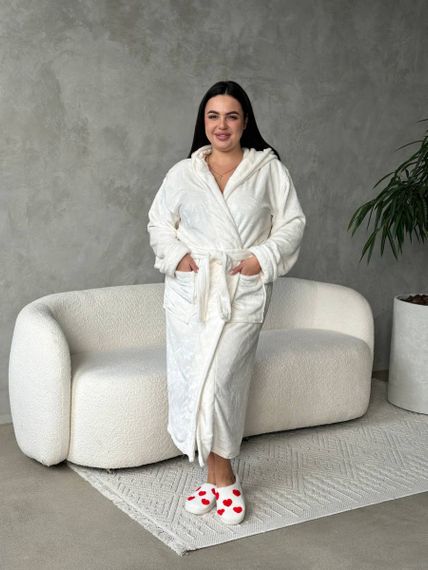 Теплий жіночий молочний халат PLUS SIZE | Зображення 4