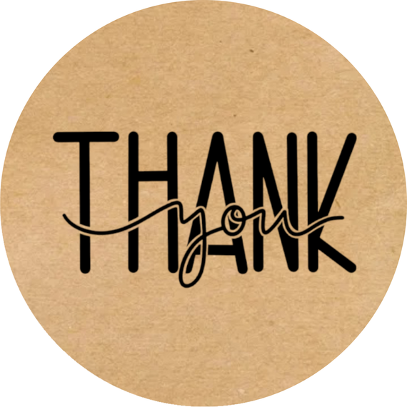 Этикетка круглая крафт "Thank You 03", Диаметр 50 мм, 250 шт/рулон, Viskom