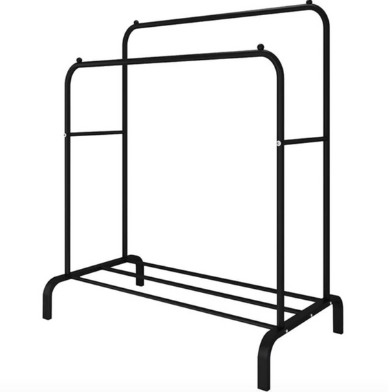 Подвійна стійка вішалка для одягу та взуття Loft Rack підлогова сталева з полицею Black | Зображення 2