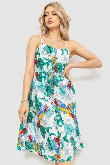 Модна жіноча сукня з принтом сезон літо-демісезон колір біло-зелений розмір XL FG_00820