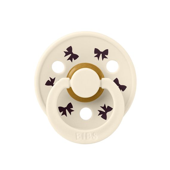 Соска пустушка BIBS Colour Latex кругла Holiday Bow Ivory  6-18 міс