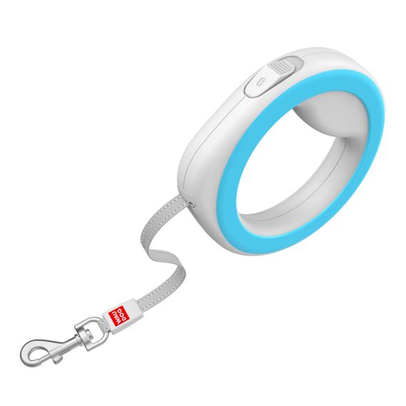 Повідець-рулетка для собак WAUDOG R-leash, кругла, XS-M, до 40 кг, 2,9 м, світловідбиваюча стрічка блакитний | Зображення 2