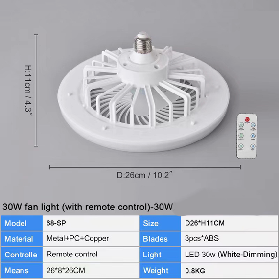 Лампа-вентилятор SV Led multicolor 26см 30Вт із пультом 220В Сірий (sv3896gre) | Зображення 3