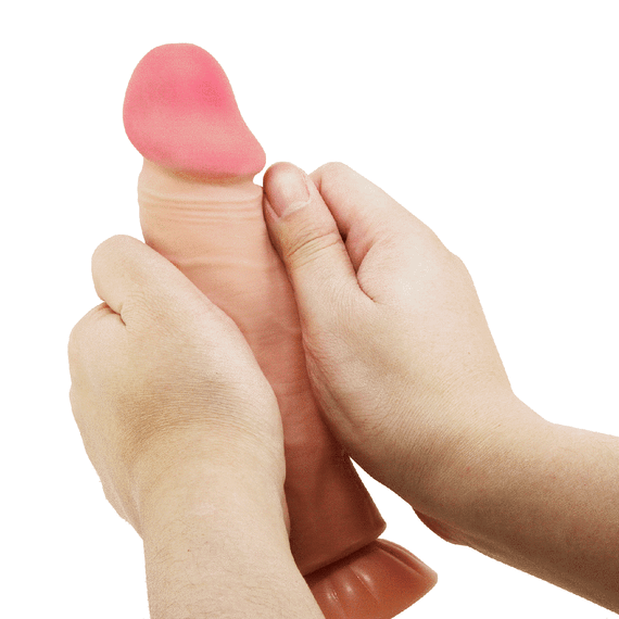 Фалоімітатор на присосці, з хребтом та ефектом ковзної шкіри LyBaile - Sliding Skin 8,1'' Flesh, BW-008106NRG Sex Aura | Зображення 7