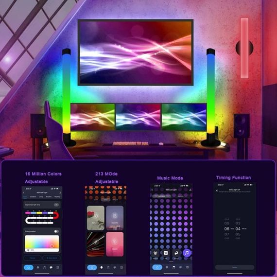 Настільна LED лампа RGB 5V Panel 2 Single side Bluetooth dual pack USB with app Black | Зображення 2