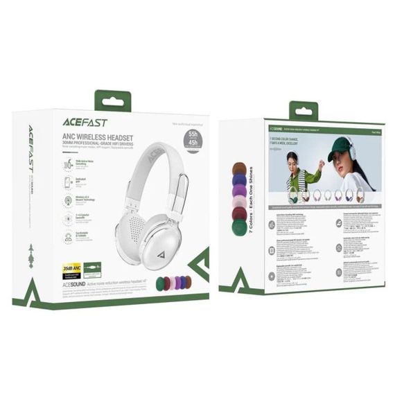 Бездротові навушники ACEFAST H7 active noise reduction wireless headset Pearl white | Зображення 1