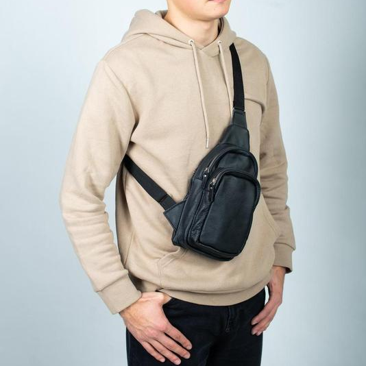 Сумка слінг для чоловіків, Чоловічі сумки через плече, Шкіряна сумка крос-боді крос-боді гладка DC-33 | Зображення 2